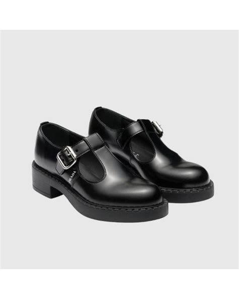 prada mary jane loafers|Black Brushed.